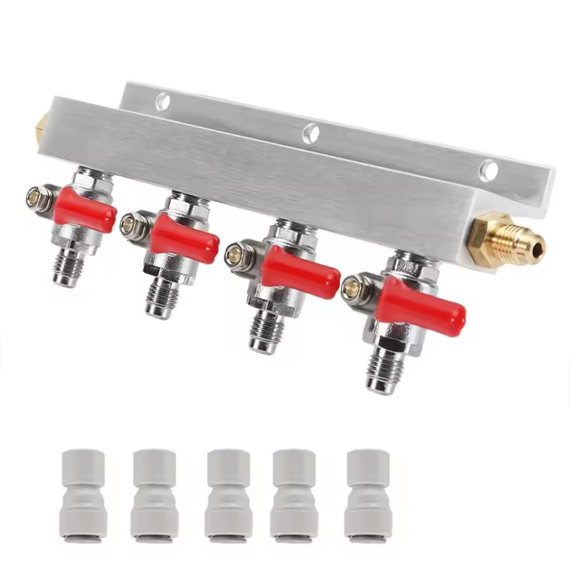 Push Fit Connector - IMAICTUU 4-weg gasverdeler Co2-verdeler, 7/16 